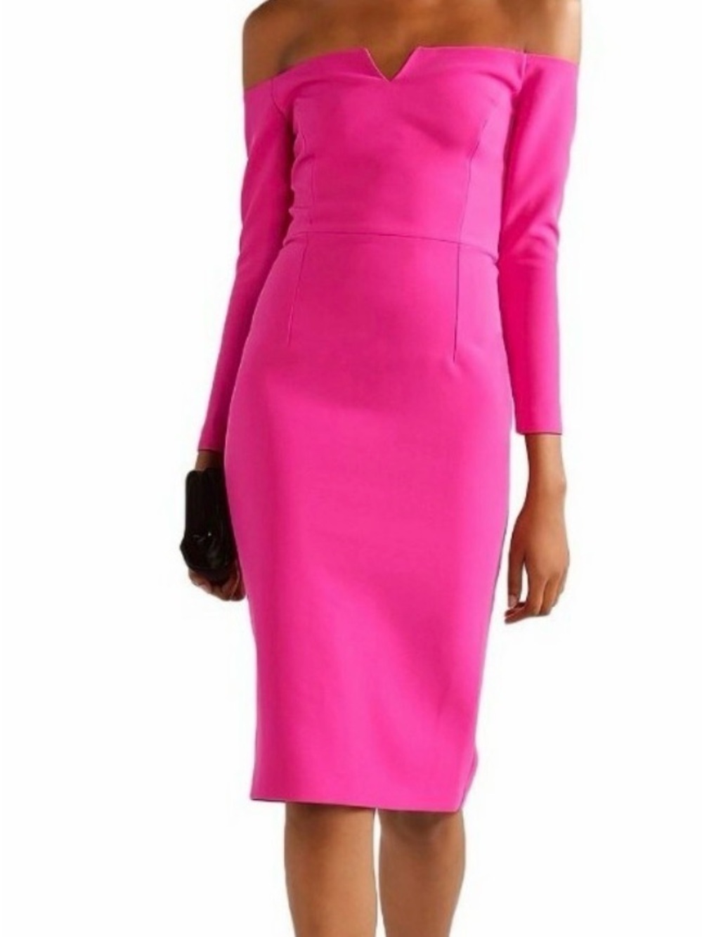 Safiyaa Off-Shoulder Pink Midi Sheath Dress